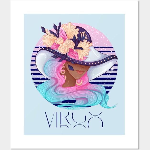 Virgo Zodiac Sign | Circle Beautiful Girl Wall Art by Violete Designs